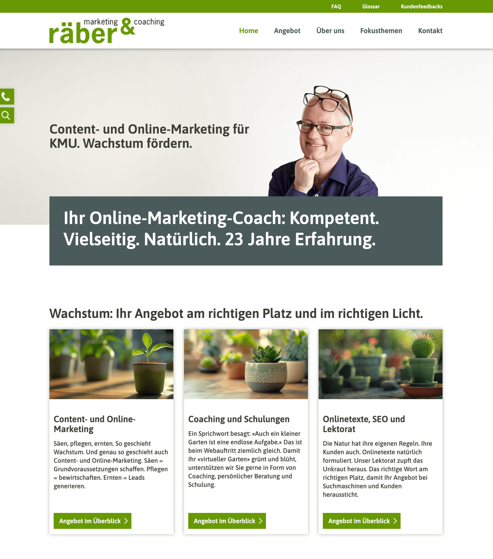 Screenshot des WordPress CMS Projekts von Räber Online Marketing